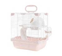 Milageto 2 Layers Hamster Habitats Cage 19x23x28cm for Mice Gerbils with Slide Detachable Bottom Tray Multifunctional Portable, Pink