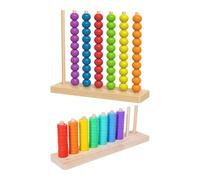 Milageto 2Pcs Wooden Color Sorting Stacking Toys Educational Counting Game Wooden Stacking Beads for Preschool Kindergarten Children, Style A