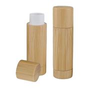 Milageto 2x Bamboo Empty Lipstick Tube Lip Glosses Tubes DIY Containers Portable Refillable DIY Lipstick for Valentine's Day Present, A