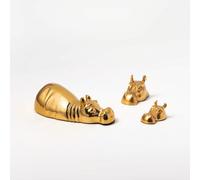 Milageto 3 Pieces Hippo Figurine Collection Statue Ornament Sculpture Decor With Smooth Rounded Contours Resin Casting Suitable for home decoration office styling foyer consoles side tables