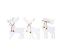 Milageto 3Pcs Reindeer Christmas Decorations with Bell Decorative with The Rope Elk Ornament Reindeer Figurine for Bedroom Cabinet