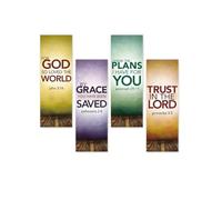 Milageto 4 Pieces He Is Risen Easter Set Polyester Wall Art Decorations with Pre Attached Rods for Spiritual Home Prayer Room Door Entryway, 1