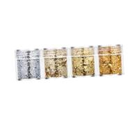 Milageto 4 Pieces Nail Art Foil Flakes,Manicure Charms Decorations,Irregular Thin DIY 3D Nail Art Tips Foil Glitter Sequins Confetti, Champagne Silver
