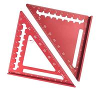 Milageto 45/90 Degree Triangle Ruler Measuring Gauge Portable Gauging Tool Wear Resistant Metric Carpenter Square for Home Improvement, Red