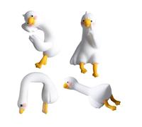 Milageto 4Pcs 3D Mini Resin Goose Figurine, Computer Decors Collectible 3D Craft Sculpture Display Figures Miniature Animal Ornaments for Notebook Car Interior Rearview Mirror Decor