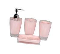 Milageto 4Pcs Soap Dispenser Toothbrush Holder Apartment Essentials Premium Modern Bathroom Accessories Set Toothbrush Cup for Hotel, Pink
