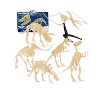 Milageto 6 Pieces Dinosaur Skeleton Toys Figures Kit Archaeology Dinosaur Skeleton Kit Connectable Model for Kids