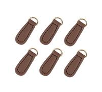 Milageto 6Pcs Zipper Pull PU Leather Zipper Tags DIY Craft for Backpack Bag Handbags Purses Supplies, Coffee