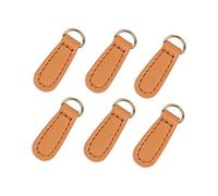 Milageto 6Pcs Zipper Pull PU Leather Zipper Tags DIY Craft for Backpack Bag Handbags Purses Supplies, Brown
