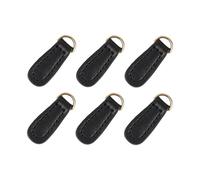 Milageto 6Pcs Zipper Pull PU Leather Zipper Tags DIY Craft for Backpack Bag Handbags Purses Supplies, Black