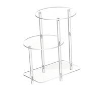 Milageto Acrylic Display Risers Acrylic Side Table Gifts Modern Compact 3 Layer NightStand for Office Bathroom Bedroom Home Perfume, Round