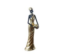 Milageto African Tribal Lady Statue African Women Figurine Multifunctional African Art Tribal Women Statue for Bookshelf Desktop, A