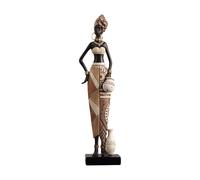 Milageto African Women Statue Resin Statue Vintage Collectible Sculpture Tribal Lady Figurine Human Figure for Party, Office Farmhouse, 7cmx5cmx34cm
