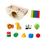 Milageto Animal Shape Sorter Fine Motor Skills Teaching Aid Wooden Activity Center, Color Sorting Toy for Activity Party Imagination
