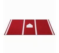 Milageto Baseball Baseball Mat Batting Training Pitching with clear foot alignment lines and plate layout EVA backed for stability on floors easy, Red White, 116 300cm