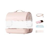 Milageto Bird Cage Bag, Bird Travel Cage, Portable Acrylic Villa Bird Cage, Hamster Cage for Canary Parrotlets Parakeets Parrot, PU Leather Pink