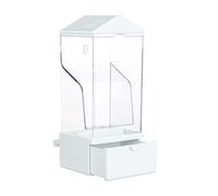 Milageto Bird Cage Feeder Cage Accessory Portable Clear Reusable Parrot Feeder, Dispenser for Parrot Budgies Parakeets Cockatoo, white