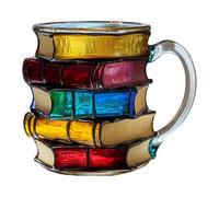 Milageto Books Stack Coffee Cup Painted Book Mug Creative Multifunctional Coffee Cup Reading Bookish Items for Writer Bibliophiles, B