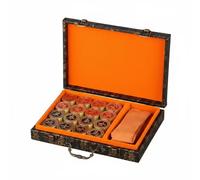 Milageto Brass Chess Set 2 Player Gift Box Chess Set Travel Convenient Board Game for Display, Large