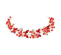 Milageto Bride Wedding Hair Vine Headband Bridal Headpiece for Party Supplies Roles Play, Red