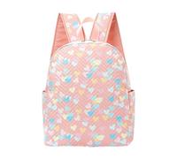 Milageto Casual Daypack Bookbag School Backpack for Travel Age 8+ Elementary School Women, Pink Heart