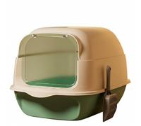 Milageto Cat Litter Tray Enclosed Hooded Toilet Pan With Walls Flip And Removable Components For Odor Containment Anti Tracking Entry Step PP Suitable for home hygiene pet care cat owners, Green