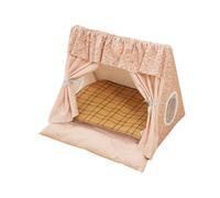 Milageto Cat Tent House Teepee Cute Nest Breathable Window,Summer, with Door Curtain Washable Creative Dog Tent Cat Bed for Kitten, Pink