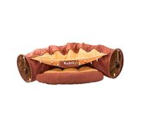 Milageto Cat Tunnel and Bed Toy Set Play Center Playground Cave Interactive Toy with Removable Mat for Kitten Cats Ferrets Dogs, brown