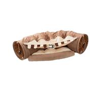 Milageto Cat Tunnel and Bed Toy Set Play Center Playground Cave Interactive Toy with Removable Mat for Kitten Cats Ferrets Dogs, coffee