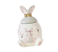 Milageto Ceramic Cookie Jar Easter Bunny Canister Portable Candy Jar Nuts Canister for Peanut Pasta Coffee Serving Tea Coffee Beans, L
