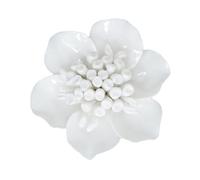 Milageto Ceramic Flower Wall Art 3D Hanging Porcelain Flowers Unique Handcrafted Artificial Flower Wall Sculpture for Home Bathroom, Camellia