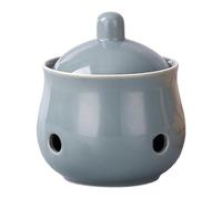 Milageto Ceramic Garlic Keeper, Kitchen Organisation Garlic Storage Pot Storage Box Garlic Holder Rustic Ceramic Kitchen Jar for Natural Preservation for Kitchen Garlic Holder Countertop, Gray
