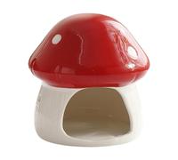 Milageto Ceramic Hamster House, Hamster Hide Hideaway House, Hamster Nest, Cute Mushroom Shaped Cave Small Animal Hideout for Gerbils Rats Supplies, Red