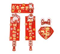 Milageto Chinese New Year Couplets Crafts Ornaments Door Banner Window Sticker Spring Festival Porch Sign for Office Hotel Home Decor Shopping Malls, StyleA