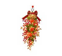 Milageto Chinese New Year's Blessing Wreath 2026 Spring Festival Hanging Ornament Wall Hanging Garland with Light for Fireplace Home, Style C