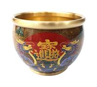 Milageto Chinese Planter Vase Floral Holder Figurine Ornament Craft Fortune Cylinder Money Jar Storage for Home Office Desktop Furnishing Accent, style A