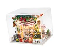 Milageto Christmas Dollhouse DIY Kit 3D Wooden Puzzle Wood Model for Age 14 up Lightweight Multipurpose with Dust Cover with Lighting