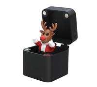 Milageto Christmas Prank Box Funny Gift Box Fun Decorations Lightweight with Waving Figure Novelty Toy for Party Desktop Office Desk, Elk black box