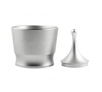 Milageto Coffee Ground Distributor Espresso Portioning Cup Aluminum Alloy Stepped Distributor Non Slip Design Two Piece Set Suitable for Home Cafe Kitchen Use, Silver