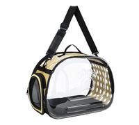 Milageto Collapsible Soft Sided Pet Carriers, Pets Bubble Bag Tote, Clear Transparent Cat Carrier for Kitten, Puppy, Outdoor, Hiking, Gold L