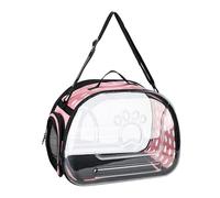 Milageto Collapsible Soft Sided Pet Carriers, Pets Bubble Bag Tote, Clear Transparent Cat Carrier for Kitten, Puppy, Outdoor, Hiking, Pink L