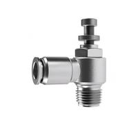 Milageto Control Valve Stainless Steel Pneumatic Adjustable Throttle Push-to-Connect Threaded Structure Suitable for Testing, SL10-01, Outer Tube Diameter 10mm, Thread 1/8 1 Point