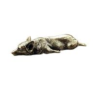 Milageto Copper Mini Welsh Corgi Dog Sculpture Kung Fu Tea Pet Miniature Cute Tabletop Ornament for Entryway Tabletop Accessories