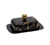 Milageto Covered Butter Dish Compact Stainless Dishware for Dining Table, Kitchen Countertop, Refrigerator , Black