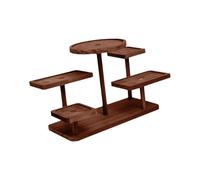 Milageto Display Riser, Small Potted Plant Stand, Practical Desktop Wood Display Stand Tiered Tray for Makeup Party Dessert Cupcake, Walnut