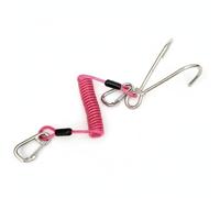 Milageto Diving Buoyancy Jacket Double Hook Clip Scuba Attachment Spring Hook Coiled Lanyard Stainless Steel TPU Coating Resistant Secure Gear Management, Pink, One Size