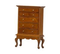 Milageto Doll House 5 Drawer Chest Miniature,Dollhouse Miniature Drawer Cabinet,1/12,Dollhouse Vertical Storage Cabinet,for Bedroom, Brown