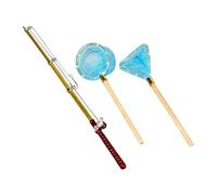 Milageto Dollhouse Miniature Fish Rod Fishing Net Set,Realistic Mini Sturdy Simulation Fish Pole Set for Doll House Garden Pond Decor, Blue Net