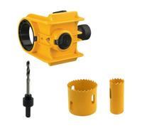 Milageto Door Lock Installation Kit 2 Adjustable Bushings Door Lock Jig Locks Hole Opener Precision Hardware with Guide Template, Yellow