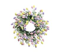 Milageto Easter Eggs Wreath Autumn Spring Flower Wreath Ornament Handcrafted Lovely 14.96'' Easter Decoration Garland for Front Door